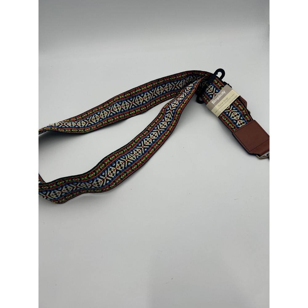 Simplicity Woven Geometric Purse Strap Multicolor Boho Handbag Accessory 52in